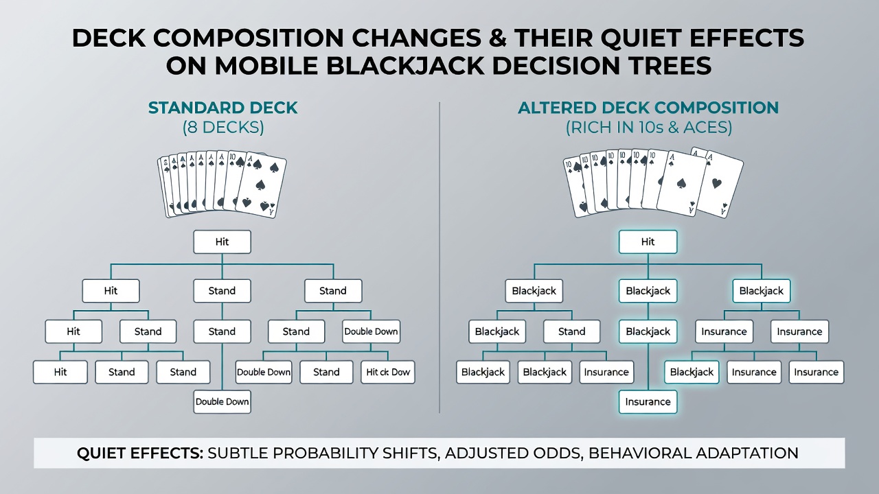 Darstellung von Entscheidungsbäumen und Kartenverteilung in mobilen Blackjack-Apps
