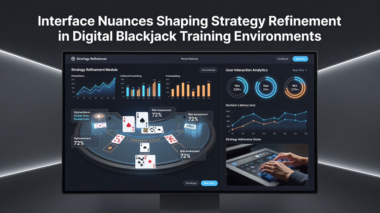 Darstellung einer digitalen Blackjack-Trainingsoberfläche mit Kartenanzeige und Strategiehinweisen