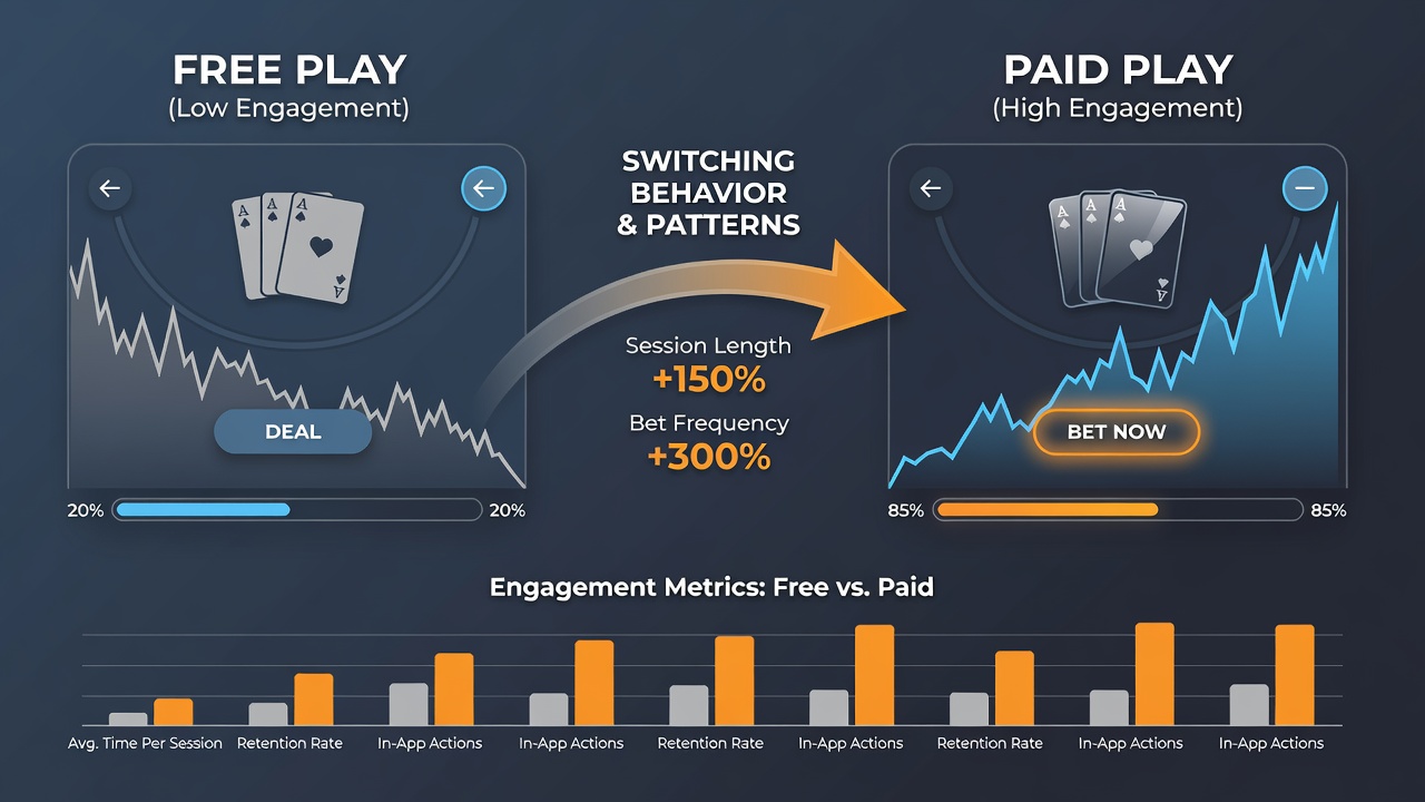 Screenshots und Statistiken illustrieren Wechselverhalten in mobilen Blackjack-Anwendungen
