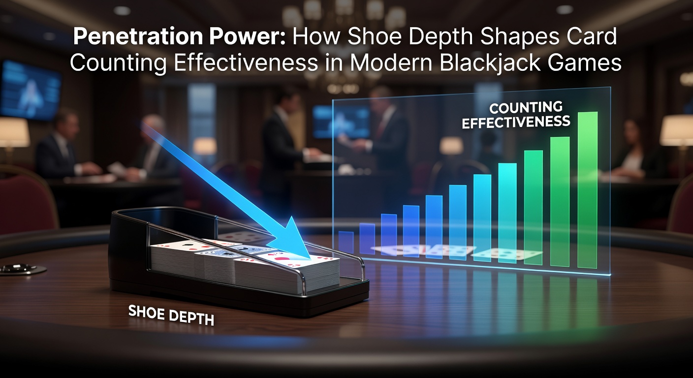 Grafik zur Penetrationstiefe in einem Blackjack-Schuh, die den Einfluss auf den Hausvorteil visualisiert
