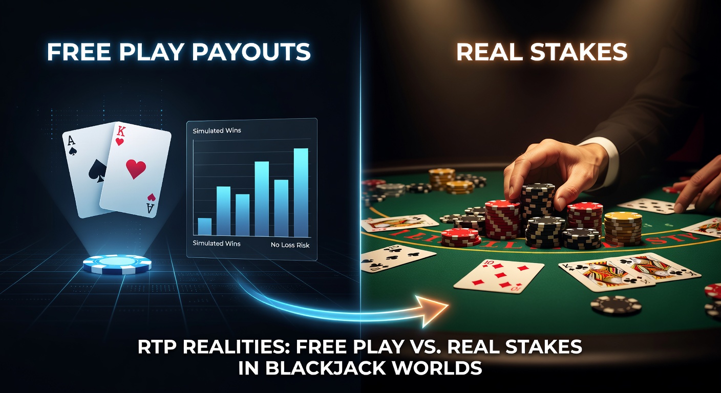 Detaillierte Tabelle mit RTP-Vergleichen zwischen Free Play und Echtgeld-Varianten von Blackjack, inklusive Side Bets und Multi-Hand-Optionen