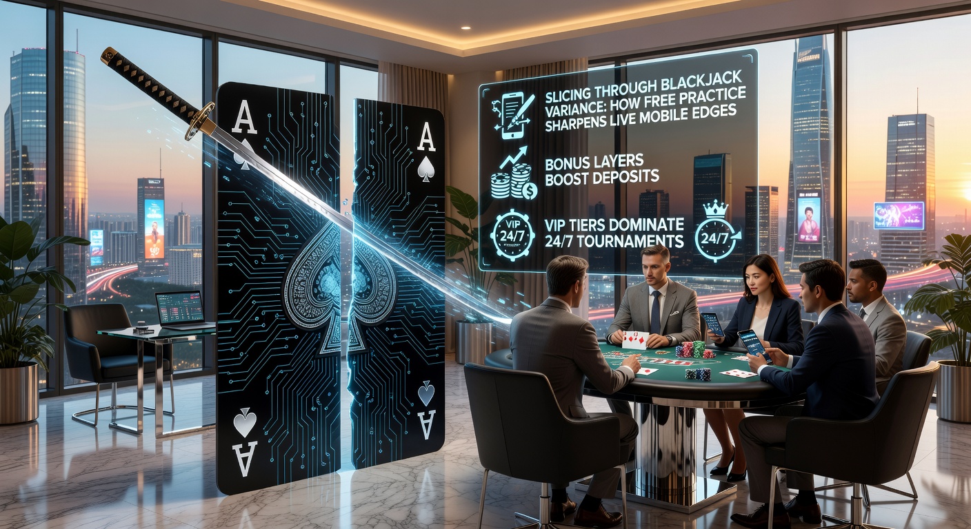 Grafik zur Blackjack-Varianz mit Strategie-Übungsdiagrammen und Turnierstatistiken