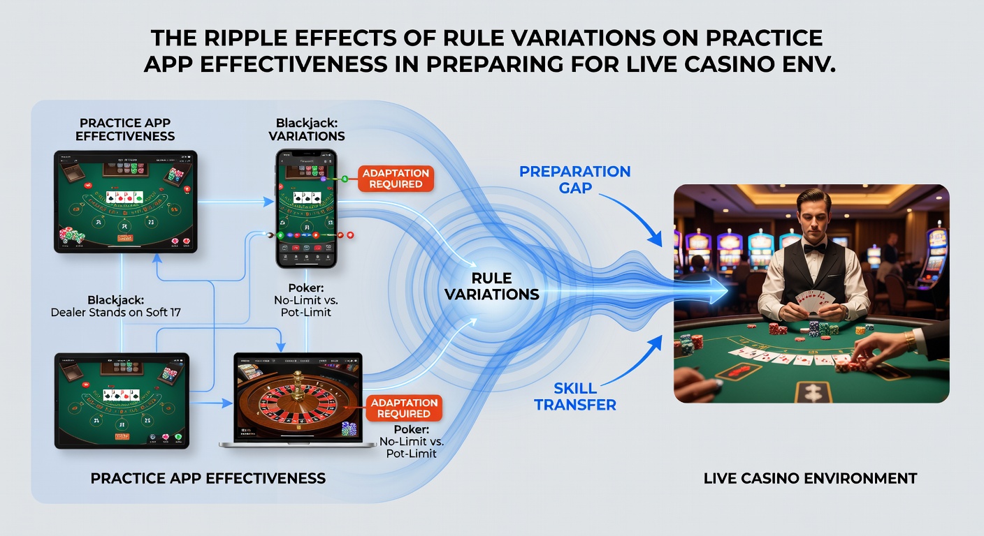 Vergleich von App-Training und realer Live-Casino-Situation mit Regelunterschieden