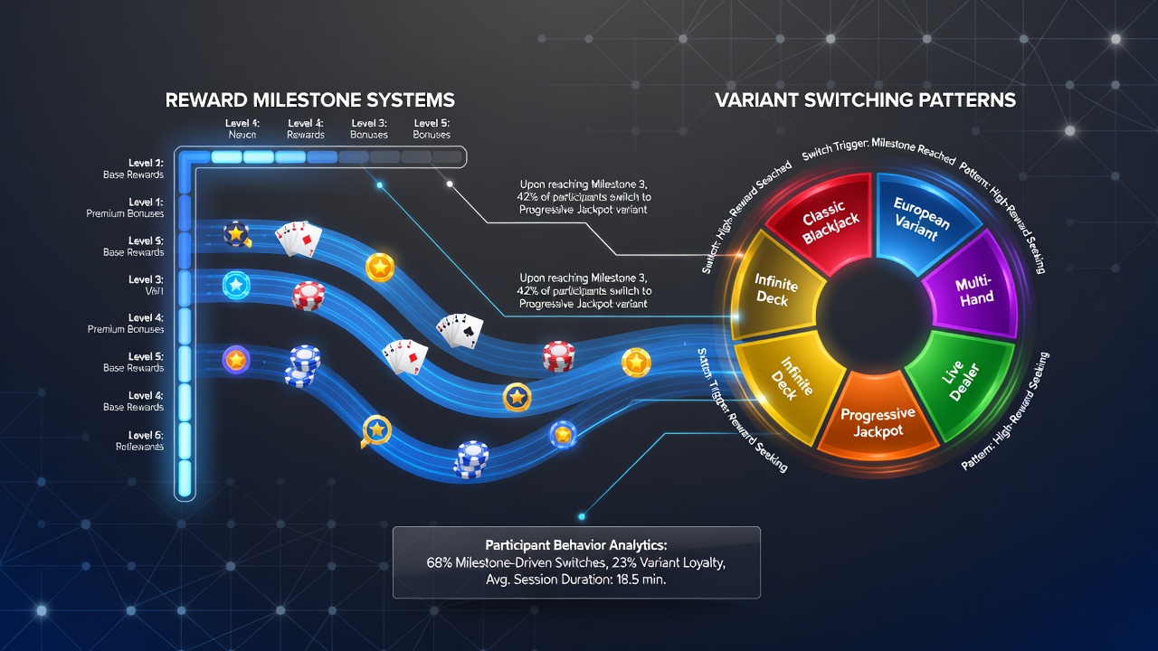 Diagramm zur Verknüpfung von Belohnungssystemen und Blackjack-Variantenwechseln in digitalen Umgebungen